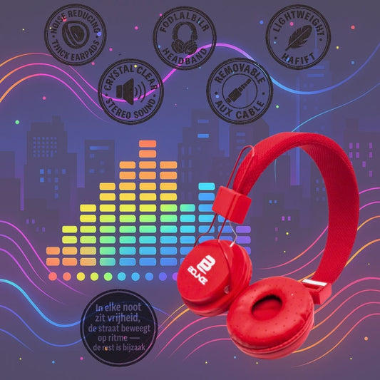 Bounce Ball Serie – Opvouwbare Bedrade Hoofdtelefoon, 40mm, 3.5mm AUX, Rood - FivesquareNLRoodBounce Ball Serie – Opvouwbare Bedrade Hoofdtelefoon, 40mm, 3.5mm AUX, Rood