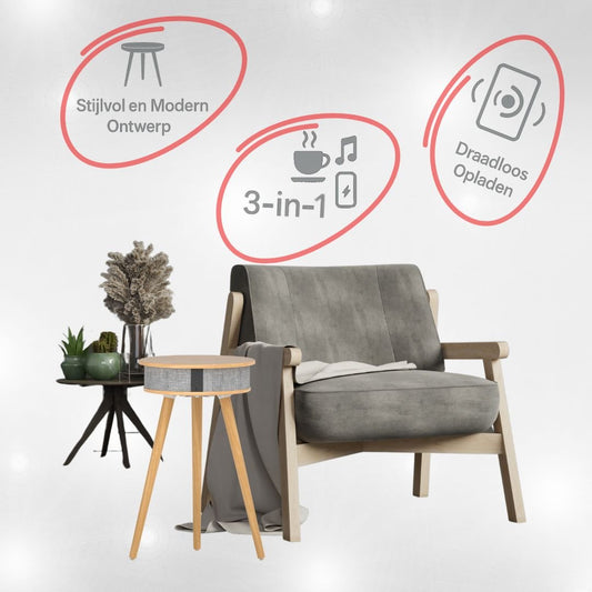 Doppler Barista 3 - in - 1 Litchbruin Bluetooth Luidspreker en Draadloos Oplaad Tafeltje - FivesquareNLLichtbruinDoppler Barista 3 - in - 1 Litchbruin Bluetooth Luidspreker en Draadloos Oplaad Tafeltje