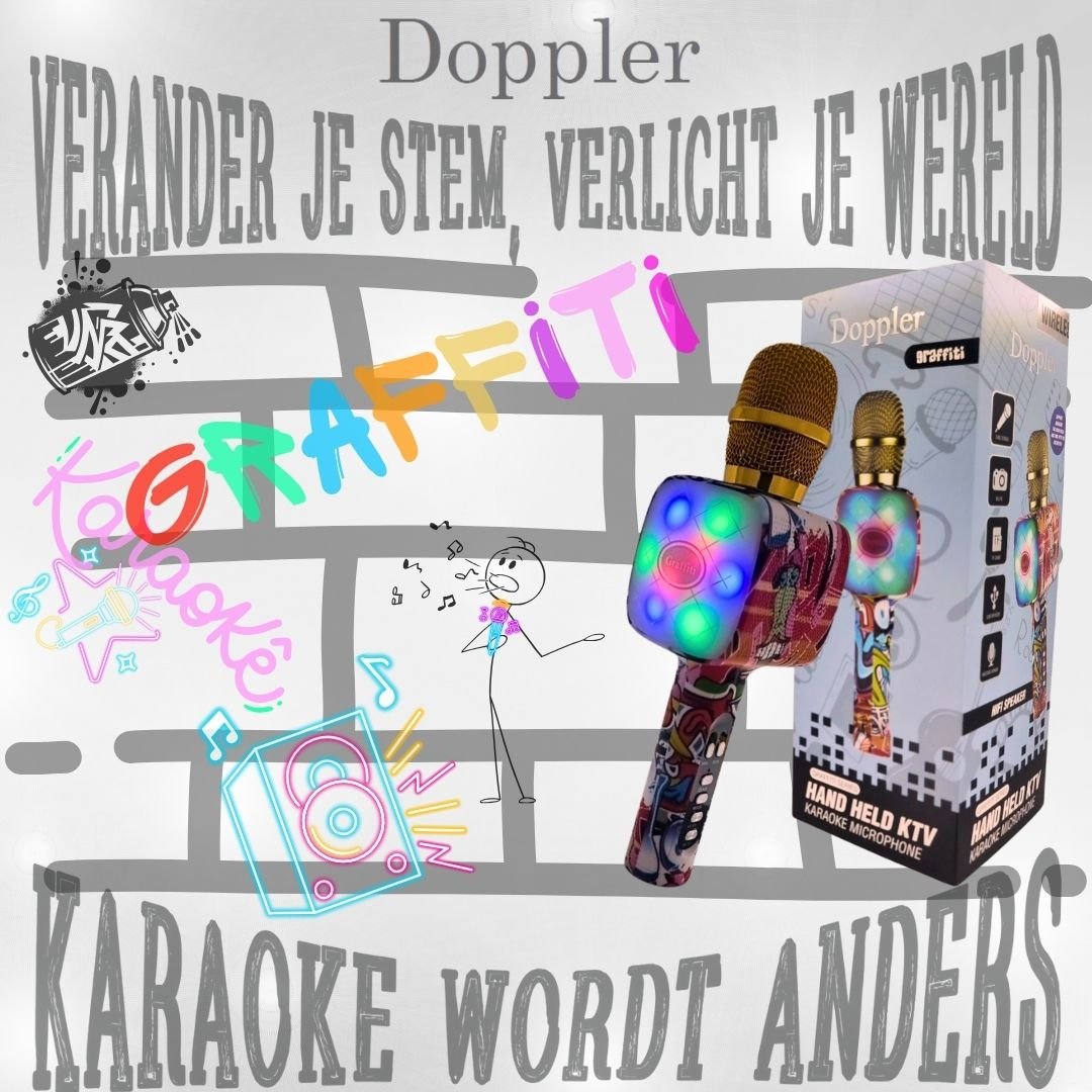 Doppler Graffiti Karaoke Microfoon Geluidsverandering en Opname Functie, Verlichte Microfoon - FivesquareNLDoppler Graffiti Karaoke Microfoon Geluidsverandering en Opname Functie, Verlichte Microfoon