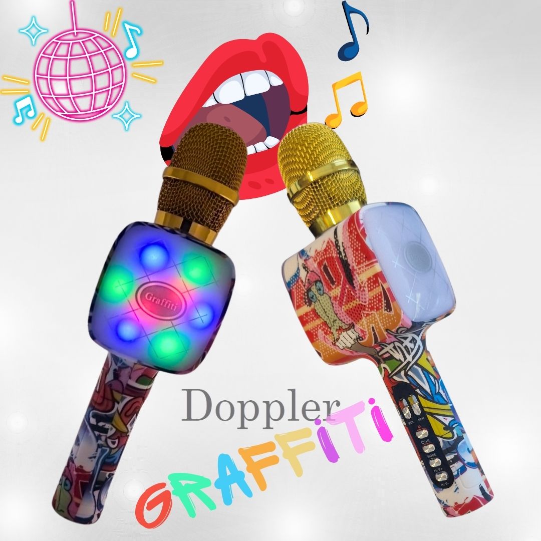 Doppler Graffiti Karaoke Microfoon Geluidsverandering en Opname Functie, Verlichte Microfoon - FivesquareNLDoppler Graffiti Karaoke Microfoon Geluidsverandering en Opname Functie, Verlichte Microfoon