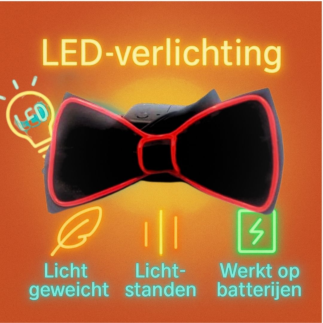 LED vlinderdas van Doppler – lichtgevende feestaccessoire voor Koningsdag, bruiloften, verjaardagen en festivals
doppler led vlinderdas koningsdag feestaccessoire