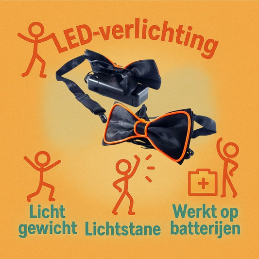 Witte LED vlinderdas van Doppler – lichtgevende feestaccessoire voor Koningsdag, bruiloften, verjaardagen en festivals
doppler witte led vlinderdas koningsdag feestaccessoire