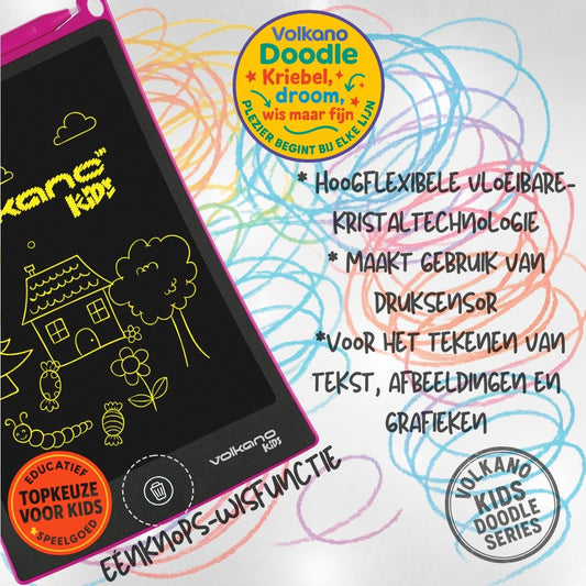 Volkano Doodle VK - 850 - BK LCD - schrijftablet – 8.5 inch, Roze - FivesquareNLZwartVolkano Doodle VK - 850 - BK LCD - schrijftablet – 8.5 inch, Roze