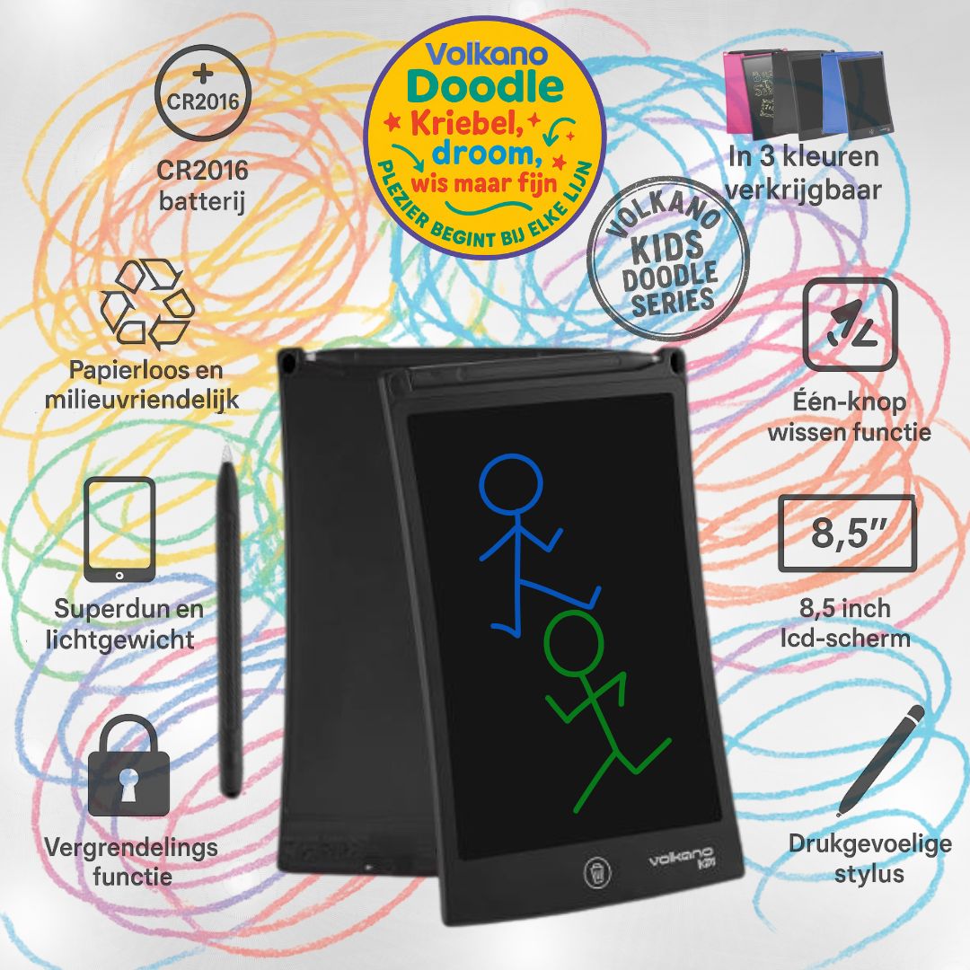 Volkano Doodle VK - 850 - BK LCD - schrijftablet – 8.5 inch, Zwart - FivesquareNLZwartVolkano Doodle VK - 850 - BK LCD - schrijftablet – 8.5 inch, Zwart