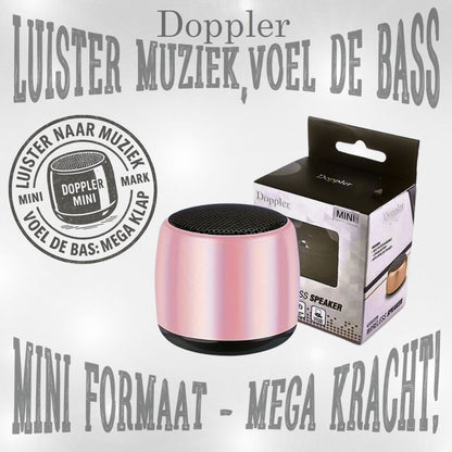 Doppler Mini roze draagbare draadloze Bluetooth-speaker met extra bas en tot 5 uur batterijduur