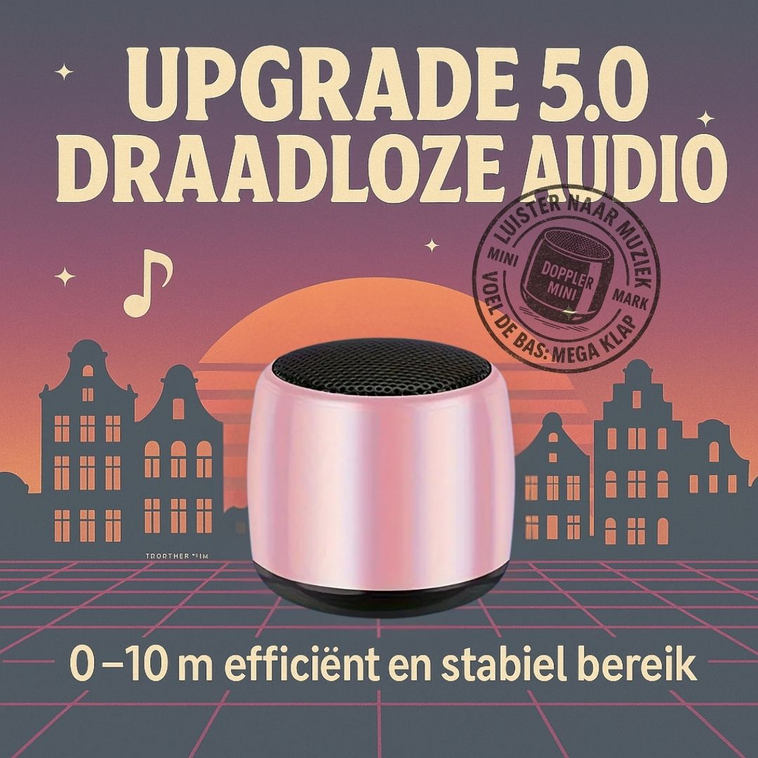Doppler Mini roze draagbare draadloze Bluetooth-speaker met extra bas en tot 5 uur batterijduur