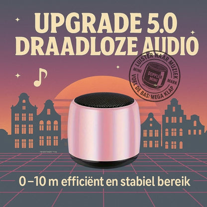 Doppler Mini roze draagbare draadloze Bluetooth-speaker met extra bas en tot 5 uur batterijduur