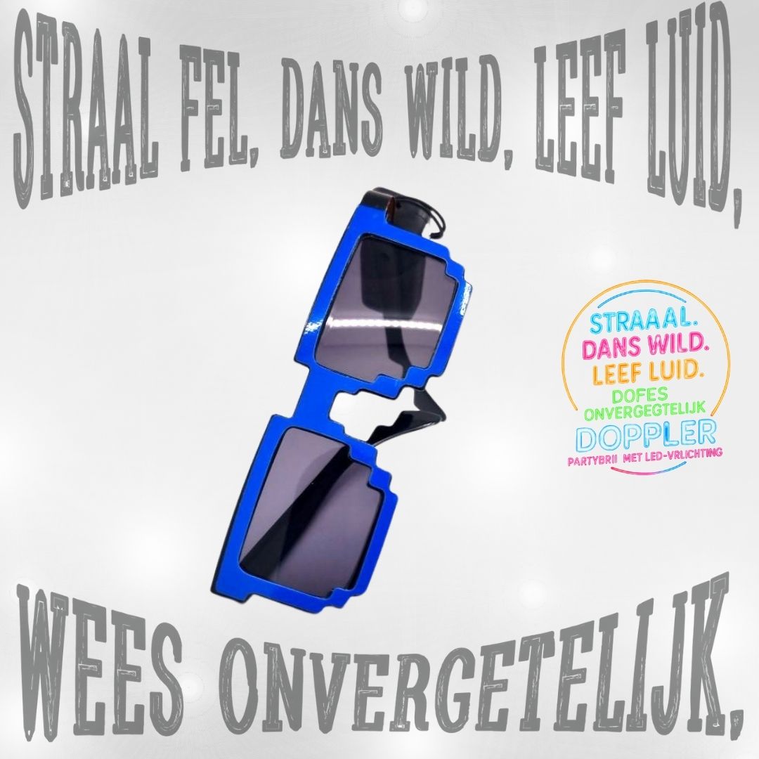 Laat het feest beginnen met de Doppler Pixel Partybril!Deze opvallende feestbril met witte LED-verlichting en pixelstijl is dé eyecatcher op elk event
