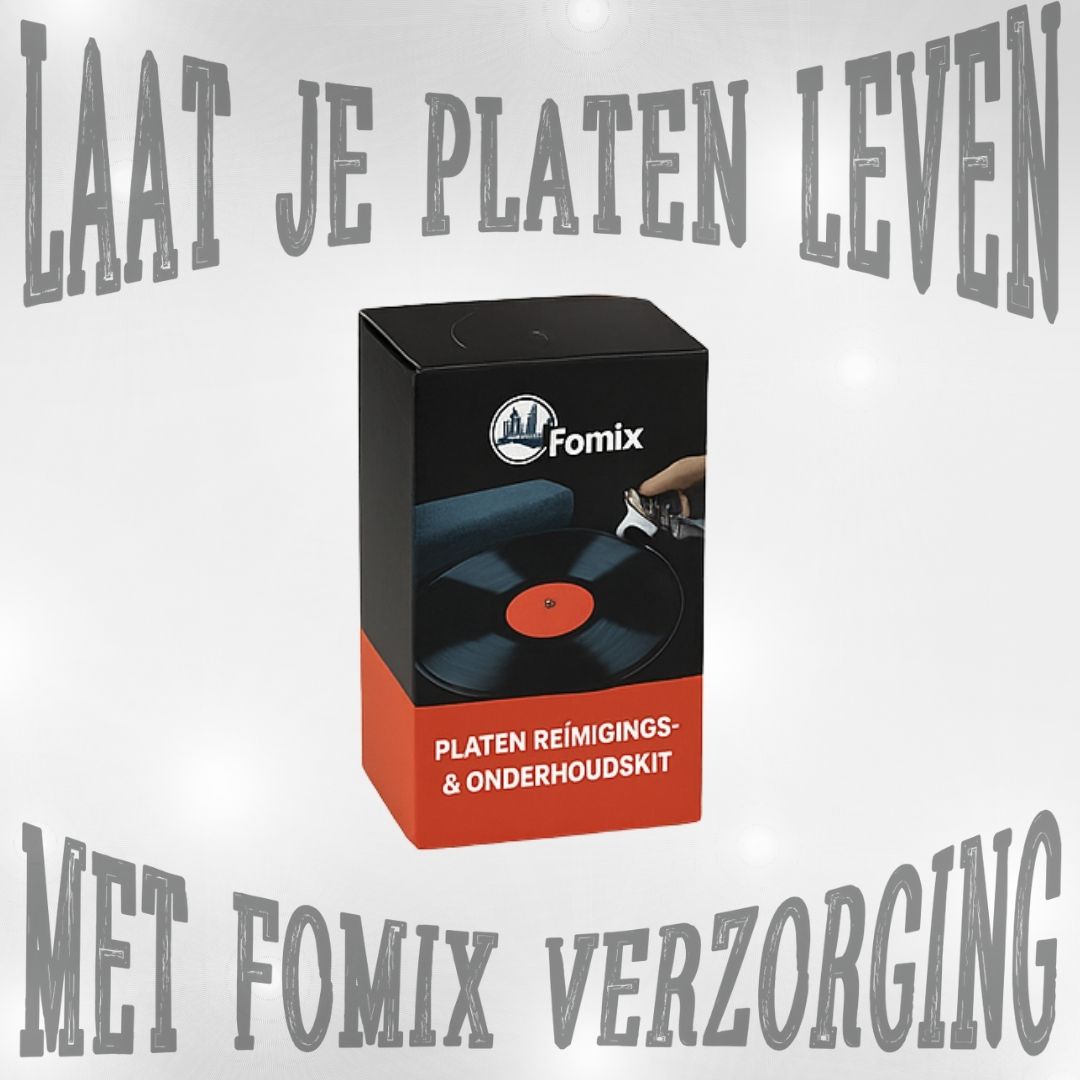 Vinyl platen reinigings- en onderhoudskit met vloeistof, antistatische doek en labelbeschermer – complete set voor LP-verzorging.