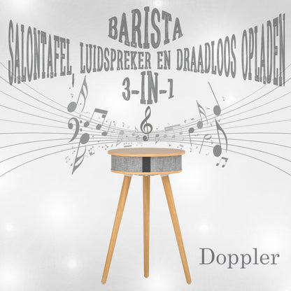 Doppler Barista 3 - in - 1 Donkerbruin Bluetooth Luidspreker en Draadloos Oplaad Tafeltje - FivesquareNLLichtbruinDoppler Barista 3 - in - 1 Donkerbruin Bluetooth Luidspreker en Draadloos Oplaad Tafeltje