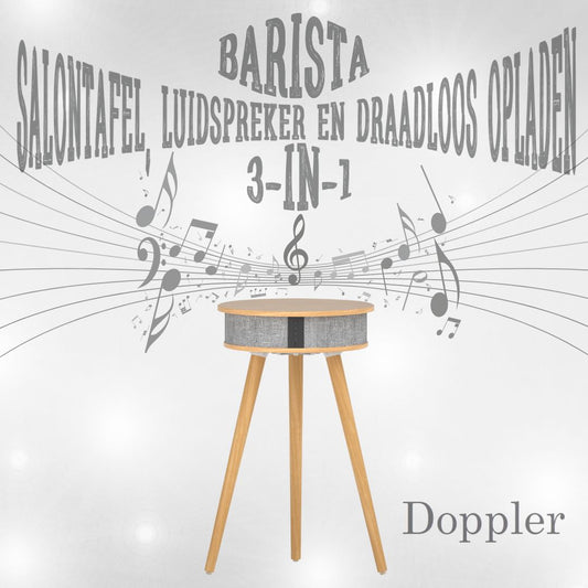 Doppler Barista 3 - in - 1 Donkerbruin Bluetooth Luidspreker en Draadloos Oplaad Tafeltje - FivesquareNLLichtbruinDoppler Barista 3 - in - 1 Donkerbruin Bluetooth Luidspreker en Draadloos Oplaad Tafeltje