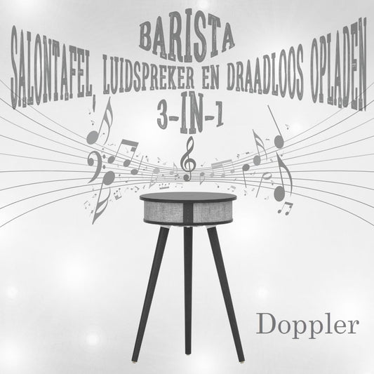 Doppler Barista 3 - in - 1 Donkerbruin Bluetooth Luidspreker en Draadloos Oplaad Tafeltje - FivesquareNLZwartDoppler Barista 3 - in - 1 Donkerbruin Bluetooth Luidspreker en Draadloos Oplaad Tafeltje