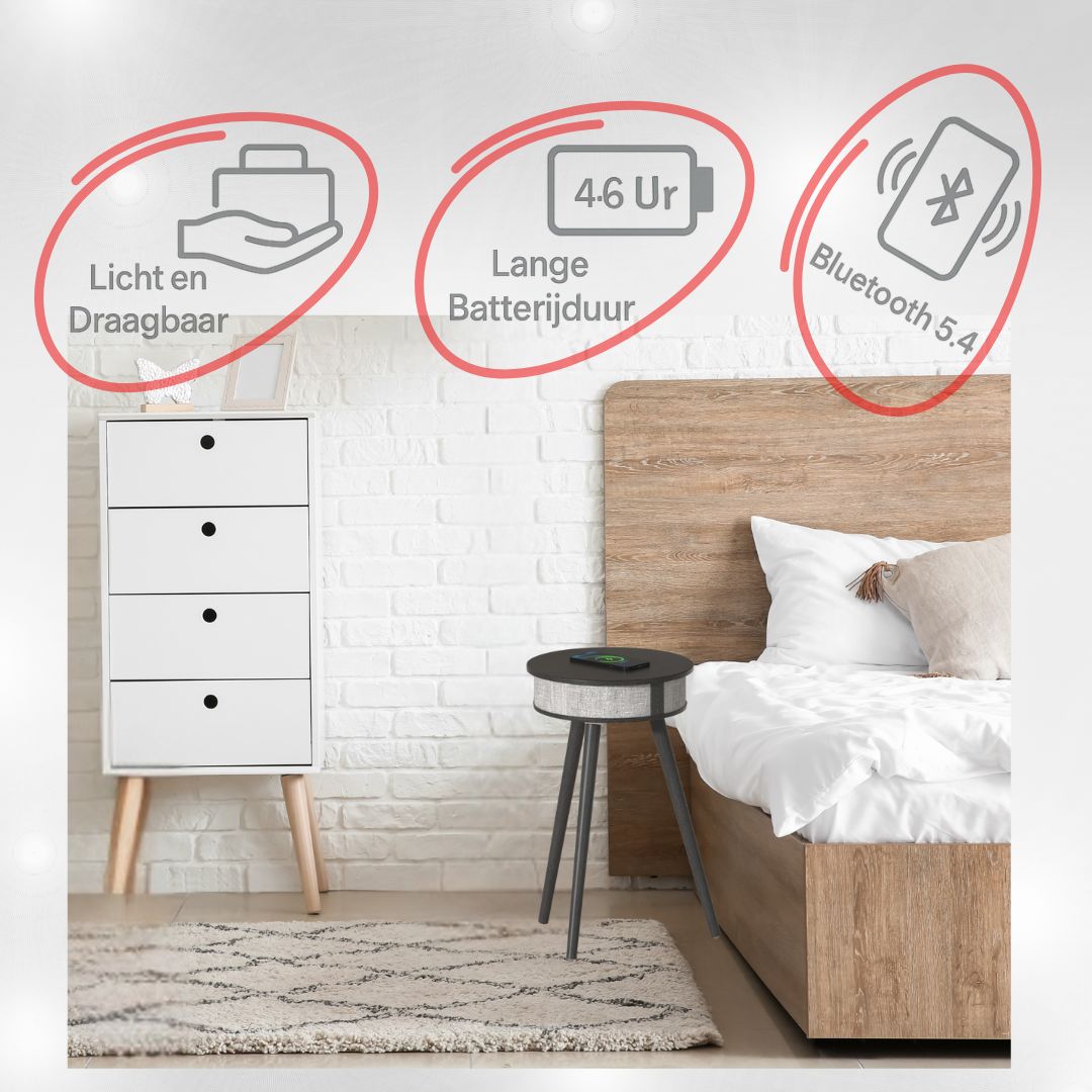 Doppler Barista 3 - in - 1 Zwart Bluetooth Luidspreker en Draadloos Oplaad Tafeltje - FivesquareNLZwartDoppler Barista 3 - in - 1 Zwart Bluetooth Luidspreker en Draadloos Oplaad Tafeltje