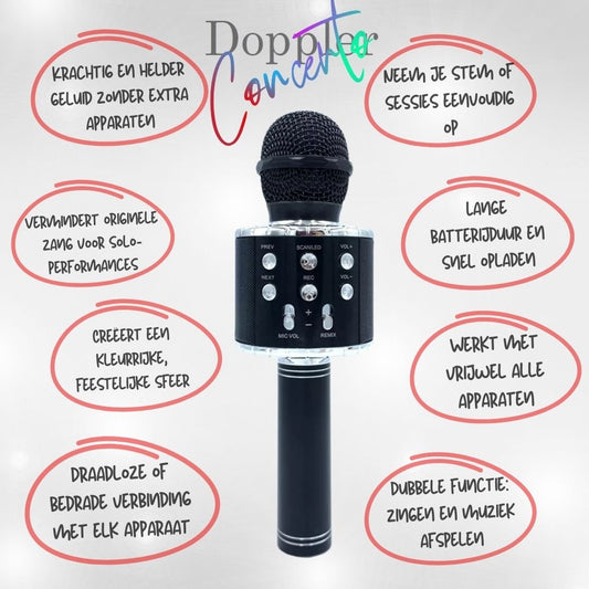 Doppler Concerto Series Karaoke Microfoon Bluetooth Met Speaker RGB Verlichting Opname Stemonderdrukking - FivesquareNLDoppler Concerto Series Karaoke Microfoon Bluetooth Met Speaker RGB Verlichting Opname Stemonderdrukking