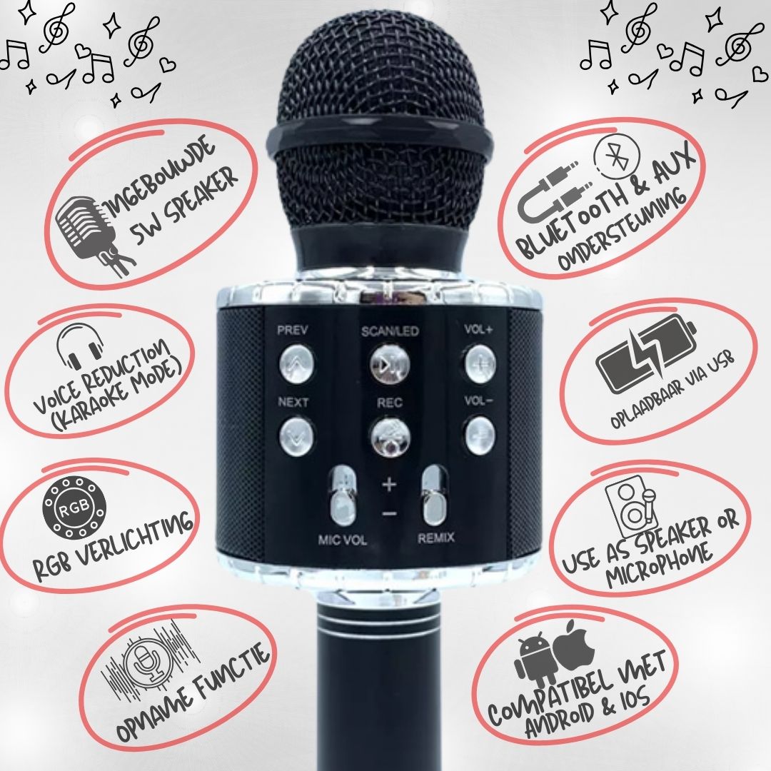 Doppler Concerto Series Karaoke Microfoon Bluetooth Met Speaker RGB Verlichting Opname Stemonderdrukking - FivesquareNLDoppler Concerto Series Karaoke Microfoon Bluetooth Met Speaker RGB Verlichting Opname Stemonderdrukking