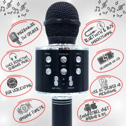 Doppler Concerto Series Karaoke Microfoon Bluetooth Met Speaker RGB Verlichting Opname Stemonderdrukking - FivesquareNLDoppler Concerto Series Karaoke Microfoon Bluetooth Met Speaker RGB Verlichting Opname Stemonderdrukking