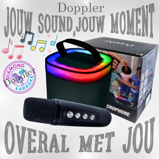 Doppler Diamond – Bluetooth Karaoke Microfoon met LED, Crème, 10W Speaker - FivesquareNLZwartDoppler Diamond – Bluetooth Karaoke Microfoon met LED, Crème, 10W Speaker
