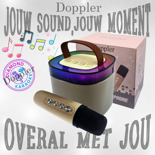 Doppler Diamond – Bluetooth Karaoke Microfoon met LED, Crème, 10W Speaker - FivesquareNLCrèmeDoppler Diamond – Bluetooth Karaoke Microfoon met LED, Crème, 10W Speaker