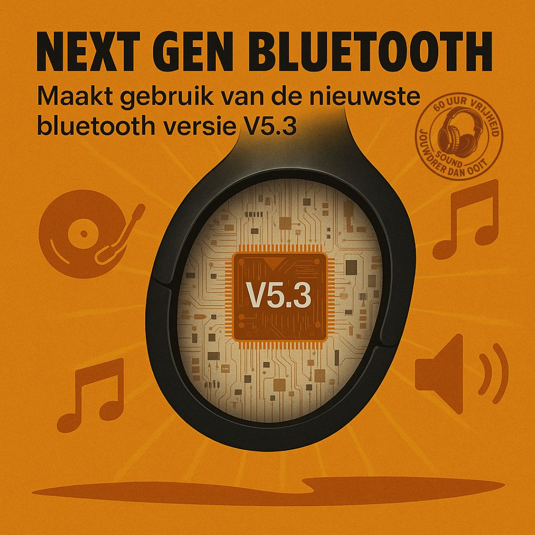 Doppler draadloze over-ear hoofdtelefoon met Bluetooth 5.3, ENC ruisonderdrukking, Hi-Fi geluid en 60 uur batterijduur