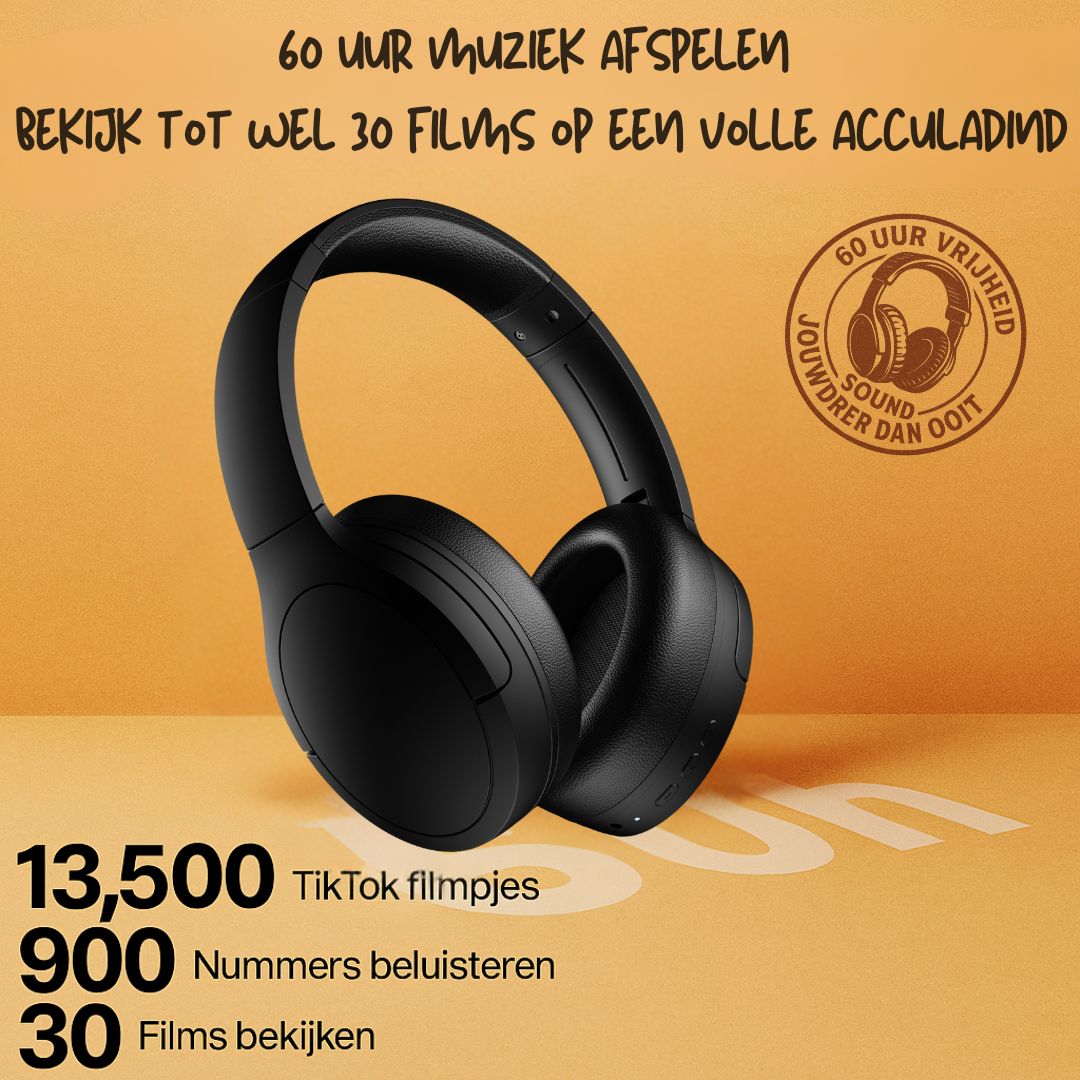 Doppler draadloze over-ear hoofdtelefoon met Bluetooth 5.3, ENC ruisonderdrukking, Hi-Fi geluid en 60 uur batterijduur