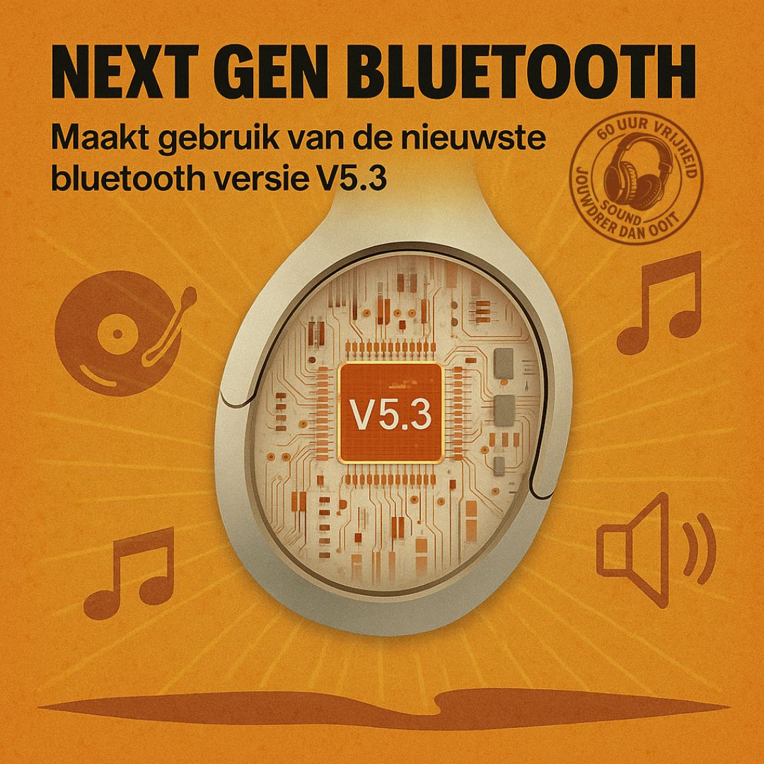 Doppler draadloze over-ear hoofdtelefoon met Bluetooth 5.3, ENC ruisonderdrukking, Hi-Fi geluid en 60 uur batterijduur.