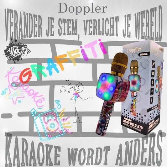Doppler Graffiti Karaoke Microfoon Geluidsverandering en Opname Functie, Verlichte Microfoon - FivesquareNLDoppler Graffiti Karaoke Microfoon Geluidsverandering en Opname Functie, Verlichte Microfoon