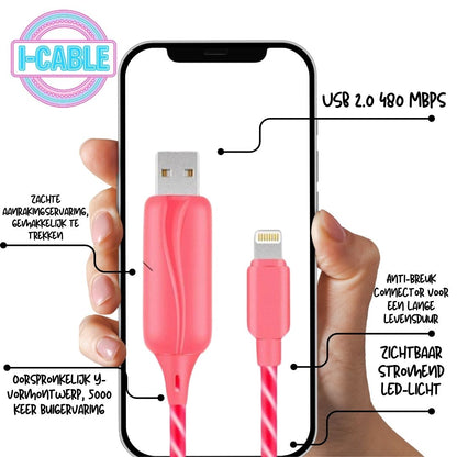 LED-verlichte Doppler I-Cable USB-oplaadkabel – snel opladen, veilig gebruik en stijlvolle uitstraling met bewegend licht

