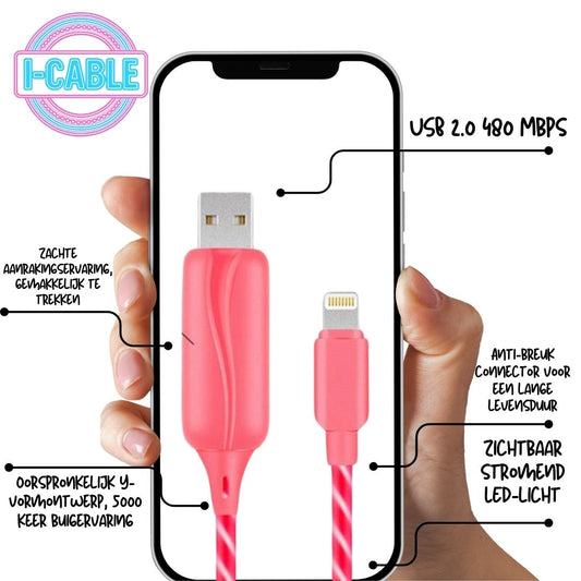 LED-verlichte Doppler I-Cable USB-oplaadkabel – snel opladen, veilig gebruik en stijlvolle uitstraling met bewegend licht

