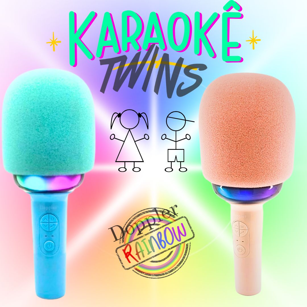 Doppler Rainbow Karaoke Microfoon in Blauw Draadloos, LED Stemvervormer - FivesquareNLTurquoise BlauwDoppler Rainbow Karaoke Microfoon in Blauw Draadloos, LED Stemvervormer