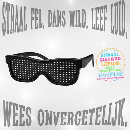 Doppler Smart LED feestbril met 202 heldere LED-lampjes, draadloze bediening via Bluetooth en aanpasbare tekst- en emojiweergave. Verkrijgbaar in 6 kleuren: multicolor, blauw, rood, roze, groen en wit. Ideaal voor feestjes, festivals, Koningsdag en nachtevenementen."
