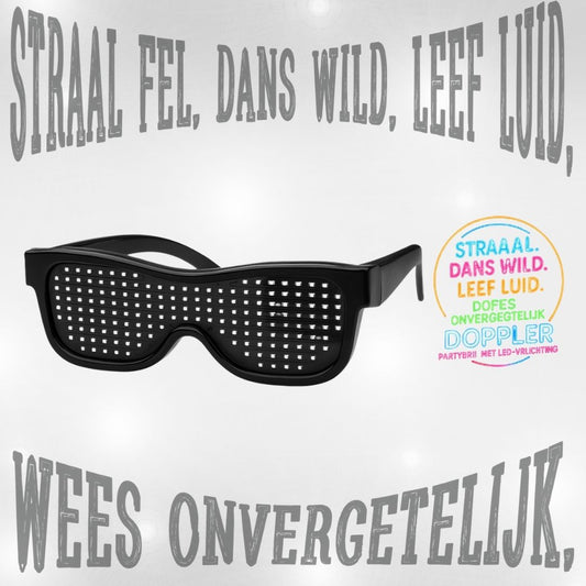 Doppler Smart LED feestbril met 202 heldere LED-lampjes, draadloze bediening via Bluetooth en aanpasbare tekst- en emojiweergave. Verkrijgbaar in 6 kleuren: multicolor, blauw, rood, roze, groen en wit. Ideaal voor feestjes, festivals, Koningsdag en nachtevenementen."