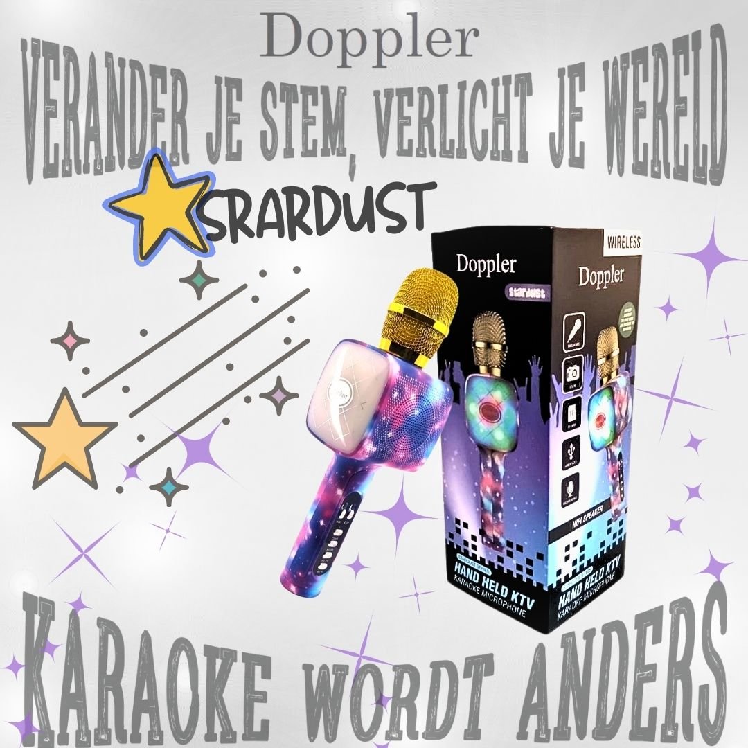 Doppler Stardust Karaoke Microfoon Geluidsverandering en Opname Functie, Verlichte Microfoon - FivesquareNLDoppler Stardust Karaoke Microfoon Geluidsverandering en Opname Functie, Verlichte Microfoon