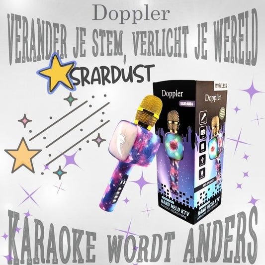 Doppler Stardust Karaoke Microfoon Geluidsverandering en Opname Functie, Verlichte Microfoon - FivesquareNLDoppler Stardust Karaoke Microfoon Geluidsverandering en Opname Functie, Verlichte Microfoon