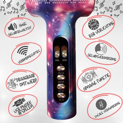 Doppler Stardust Karaoke Microfoon Geluidsverandering en Opname Functie, Verlichte Microfoon - FivesquareNLDoppler Stardust Karaoke Microfoon Geluidsverandering en Opname Functie, Verlichte Microfoon