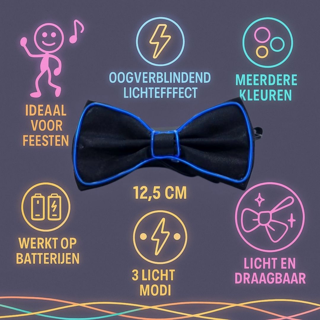 LED vlinderdas van Doppler – lichtgevende feestaccessoire voor Koningsdag, bruiloften, verjaardagen en festivals
doppler led vlinderdas koningsdag feestaccessoire