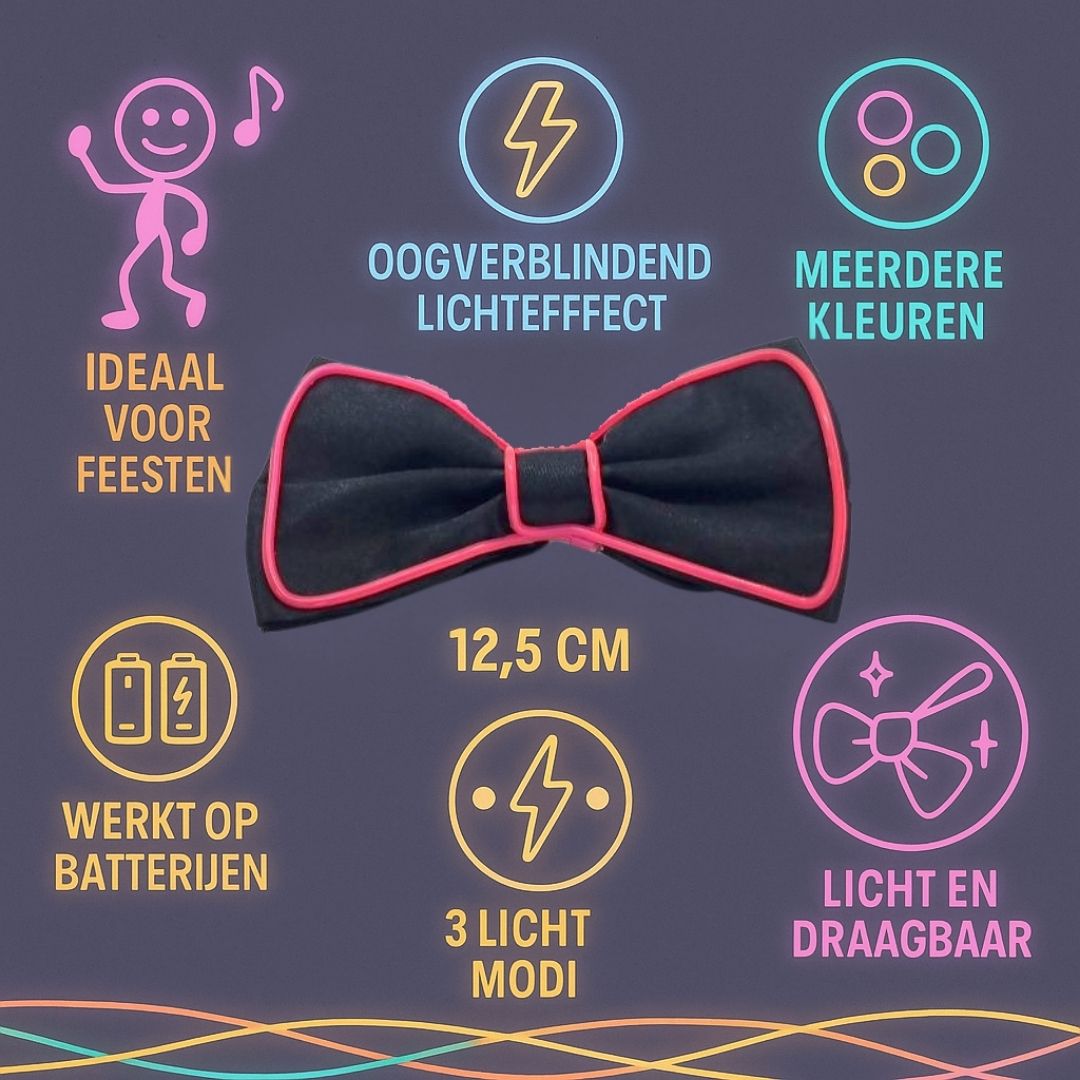 LED vlinderdas van Doppler – lichtgevende feestaccessoire voor Koningsdag, bruiloften, verjaardagen en festivals
doppler led vlinderdas koningsdag feestaccessoire
