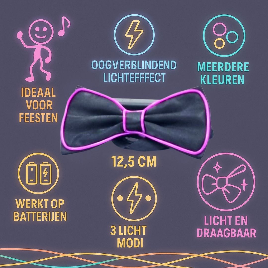 LED vlinderdas van Doppler – lichtgevende feestaccessoire voor Koningsdag, bruiloften, verjaardagen en festivals
doppler led vlinderdas koningsdag feestaccessoire