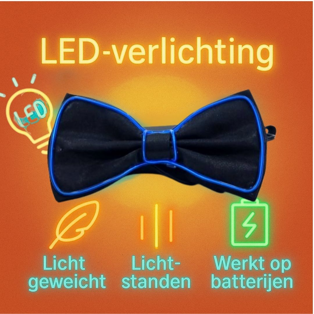 LED vlinderdas van Doppler – lichtgevende feestaccessoire voor Koningsdag, bruiloften, verjaardagen en festivals
doppler led vlinderdas koningsdag feestaccessoire