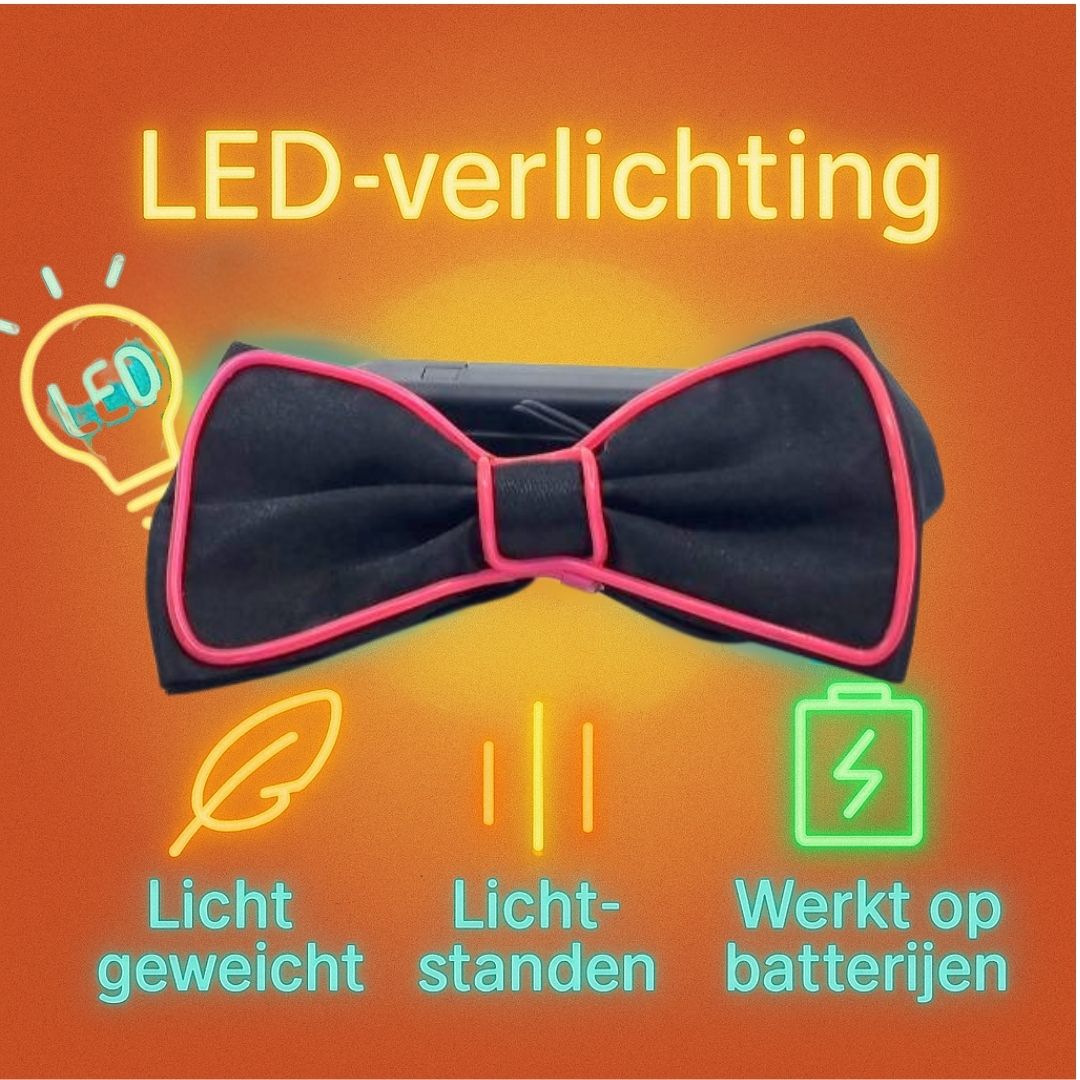 LED vlinderdas van Doppler – lichtgevende feestaccessoire voor Koningsdag, bruiloften, verjaardagen en festivals
doppler led vlinderdas koningsdag feestaccessoire