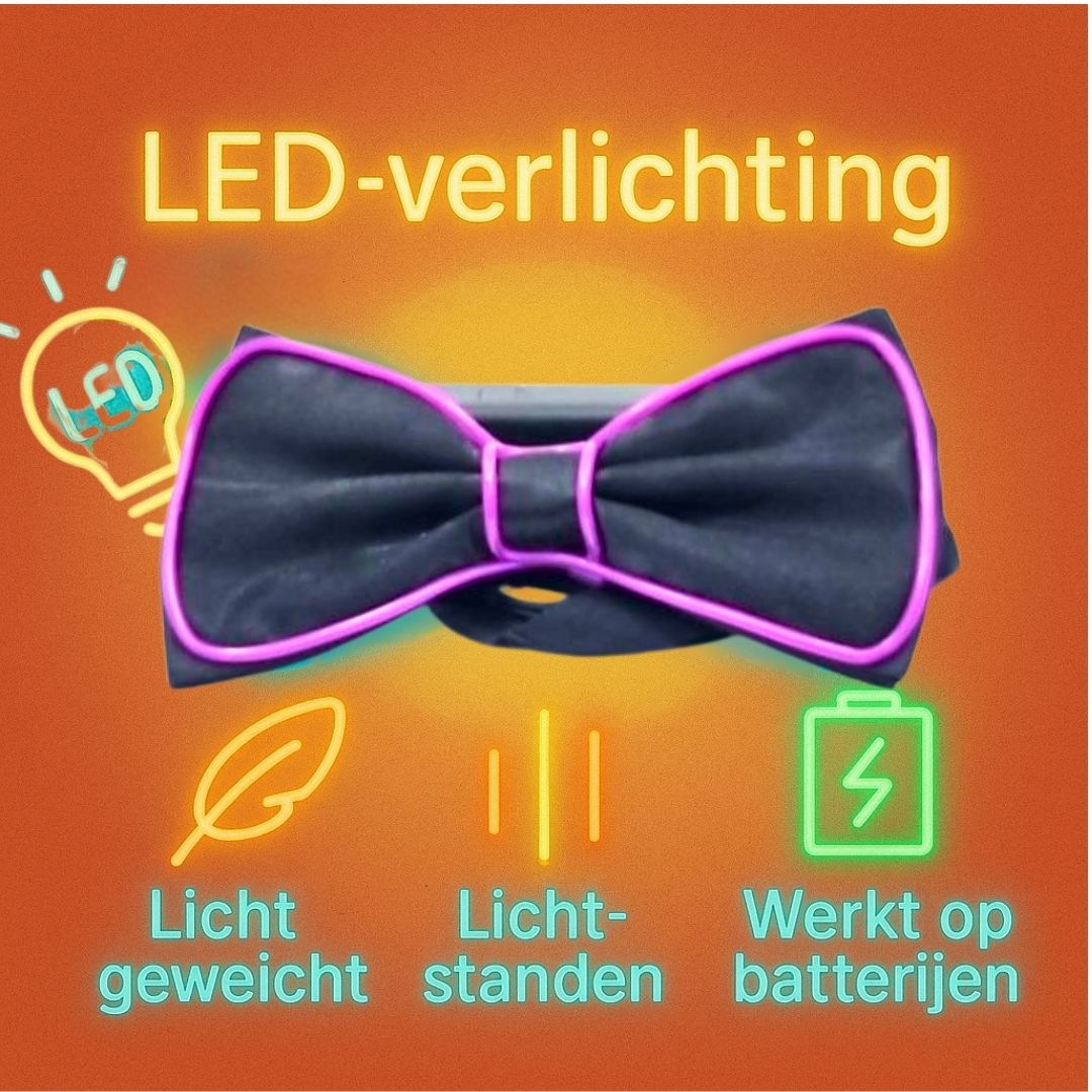 LED vlinderdas van Doppler – lichtgevende feestaccessoire voor Koningsdag, bruiloften, verjaardagen en festivals
doppler led vlinderdas koningsdag feestaccessoire