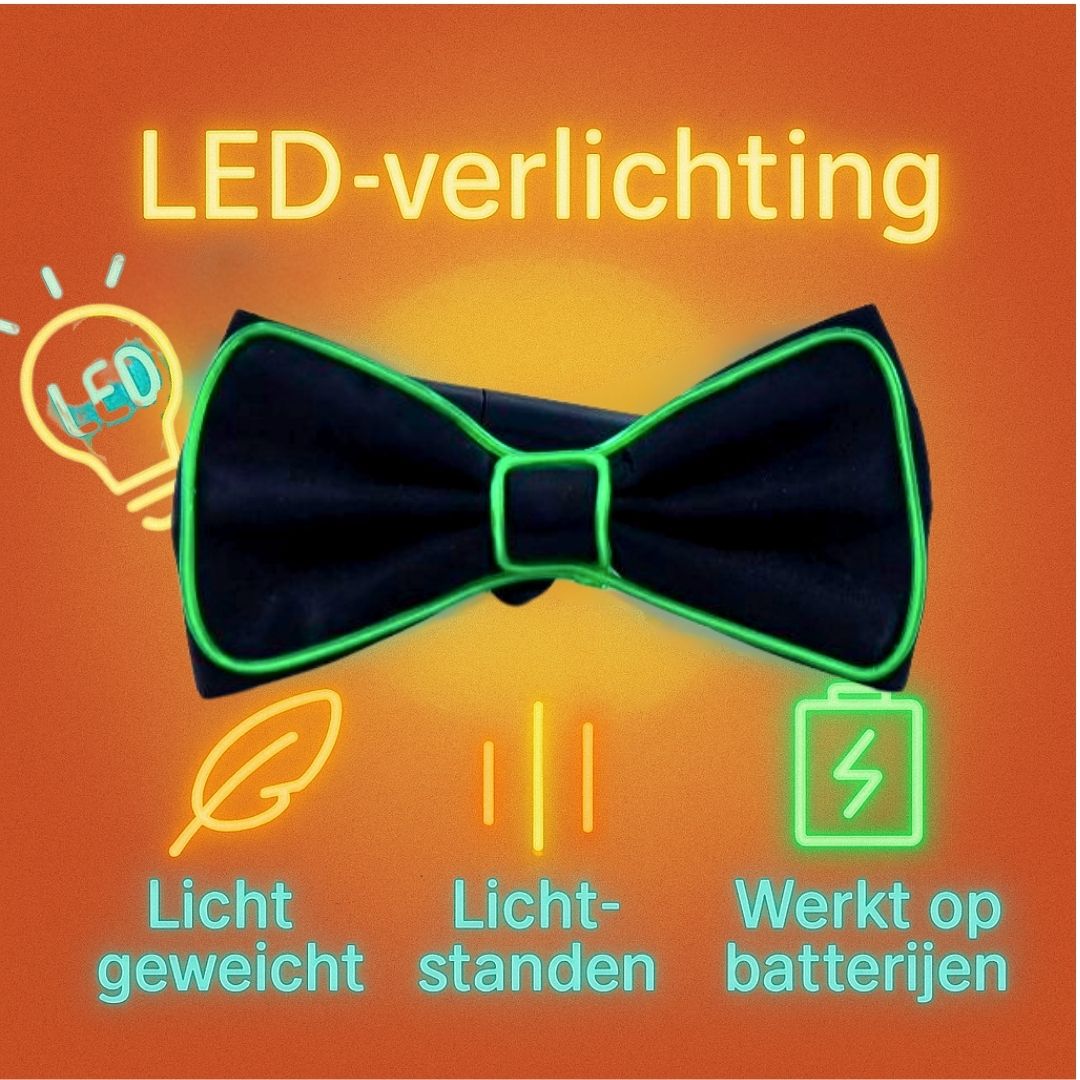 LED vlinderdas van Doppler – lichtgevende feestaccessoire voor Koningsdag, bruiloften, verjaardagen en festivals
doppler led vlinderdas koningsdag feestaccessoire