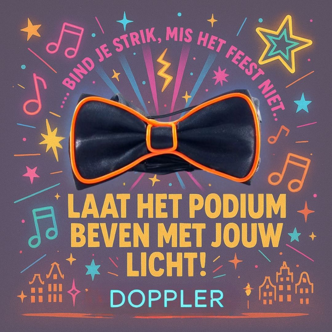 Witte LED vlinderdas van Doppler – lichtgevende feestaccessoire voor Koningsdag, bruiloften, verjaardagen en festivals
doppler witte led vlinderdas koningsdag feestaccessoire