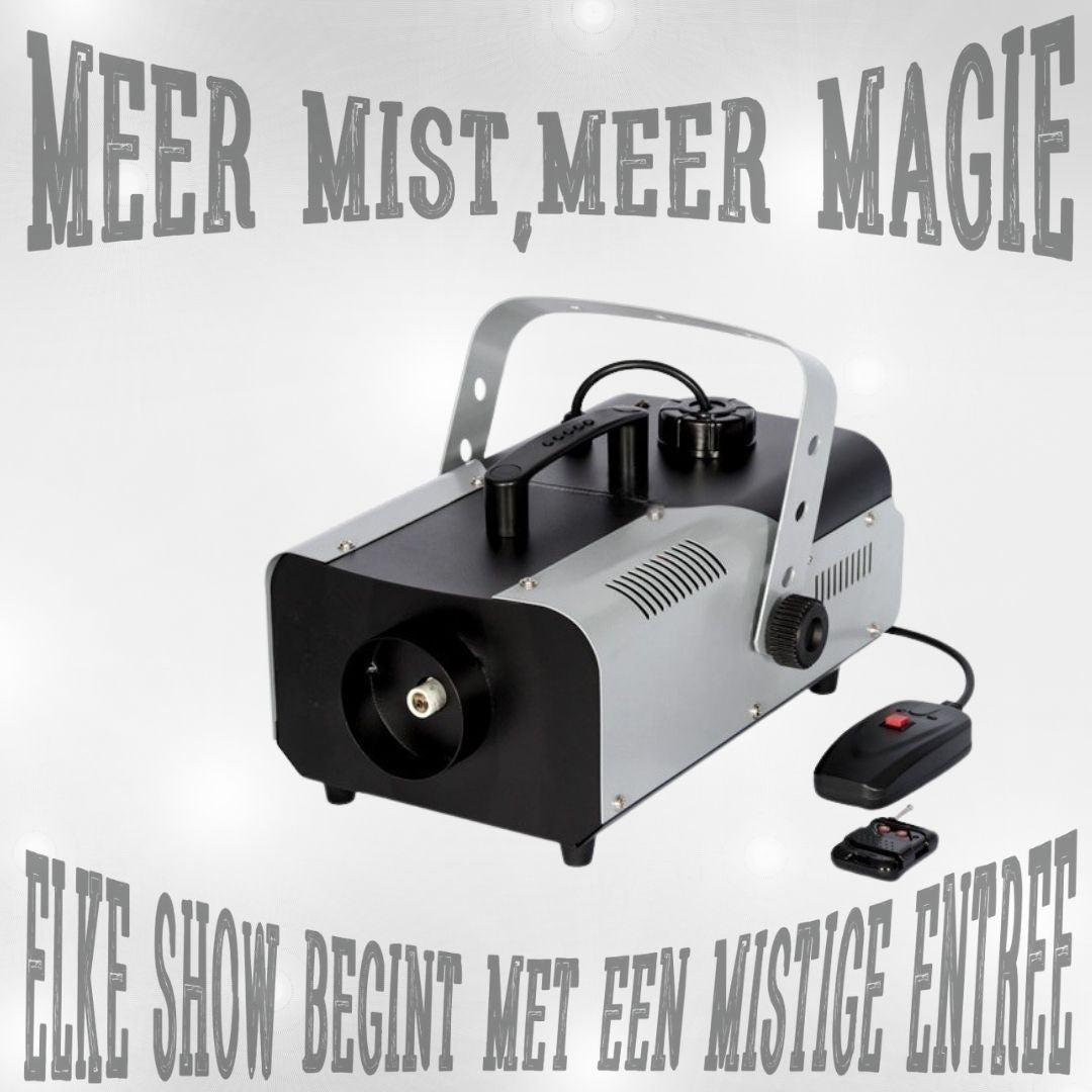 Professionele Eclips F-90 rookmachine in actie tijdens een concert, met dikke mist op het podium