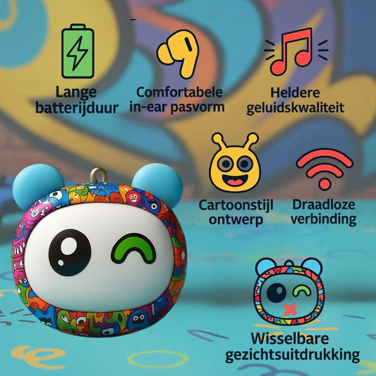 inder met kleurrijke face-change oordopjes in Amsterdam – stijlvol, speels en draagbaar.