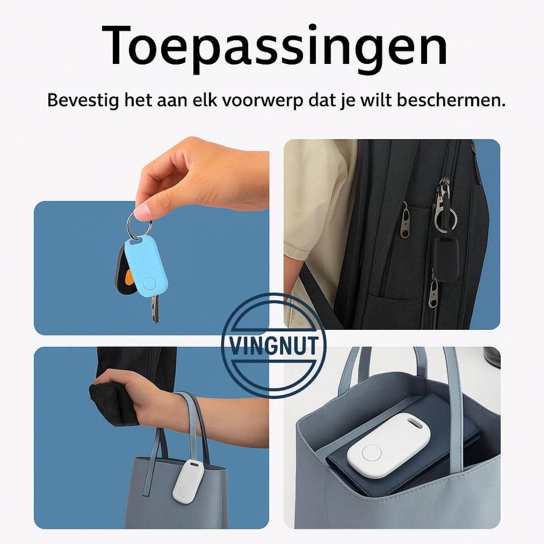 "Smart Locator Bluetooth tracker – ultradun ontwerp, compatibel met Apple Find My. Voor sleutels, tassen, portemonnees en meer."