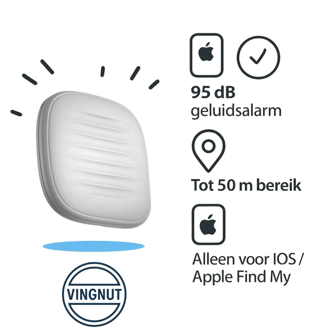 Vingnut Bluetooth tracker compatibel met Apple Find My – voor sleutels, tassen en waardevolle spullen.