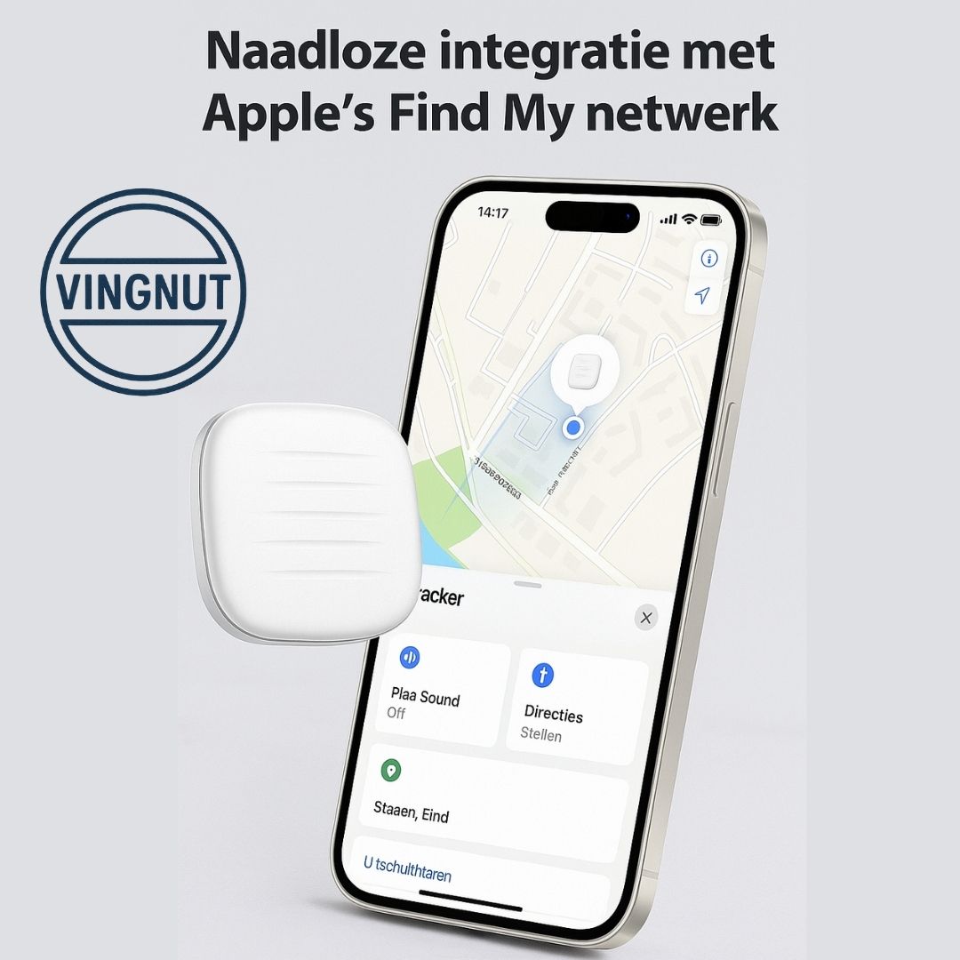 Vingnut Bluetooth tracker compatibel met Apple Find My – voor sleutels, tassen en waardevolle spullen.