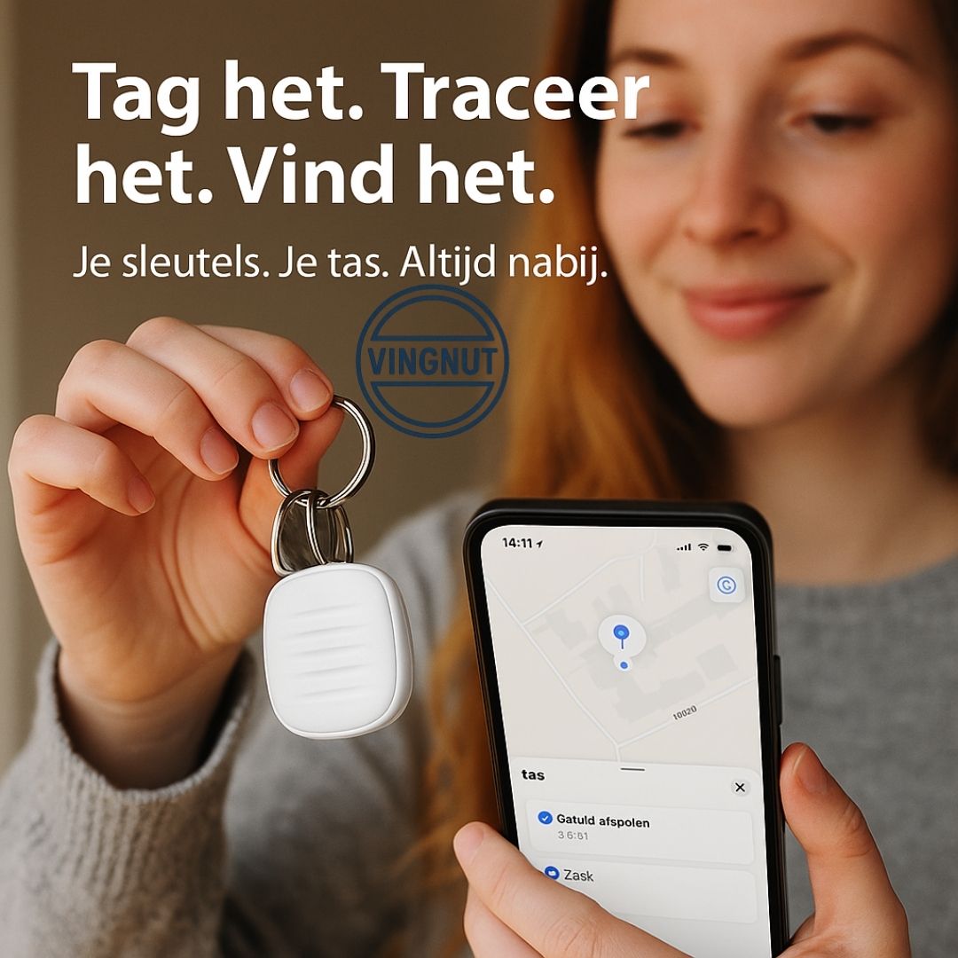 Vingnut Bluetooth tracker compatibel met Apple Find My – voor sleutels, tassen en waardevolle spullen.