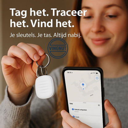 Vingnut Bluetooth tracker compatibel met Apple Find My – voor sleutels, tassen en waardevolle spullen.