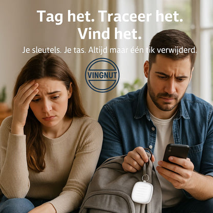 Vingnut Bluetooth tracker compatibel met Apple Find My – voor sleutels, tassen en waardevolle spullen.